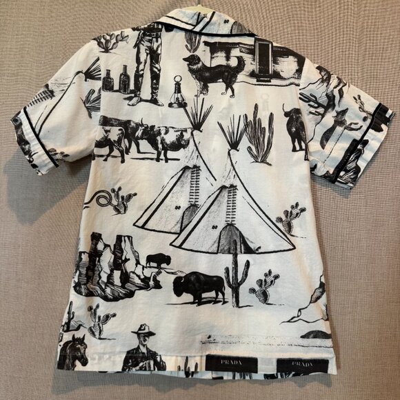 Katie Kime Western Toile Marfa Pajama Top Women’s XS Cowboy Desert Cactus Cotton - Picture 3 of 6